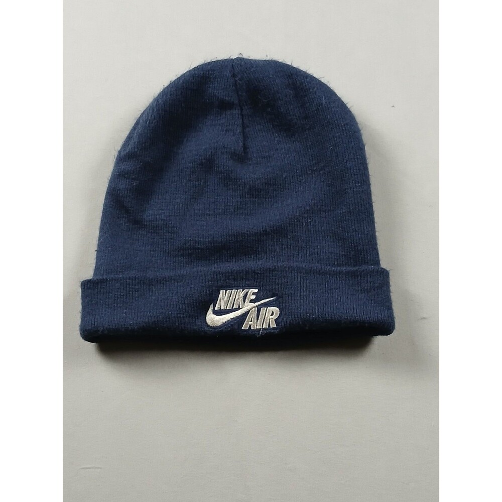 Vintage Nike Air Cuffed Beanie Hat Navy Blue One Size 90 Y2K Embroidered RN56323